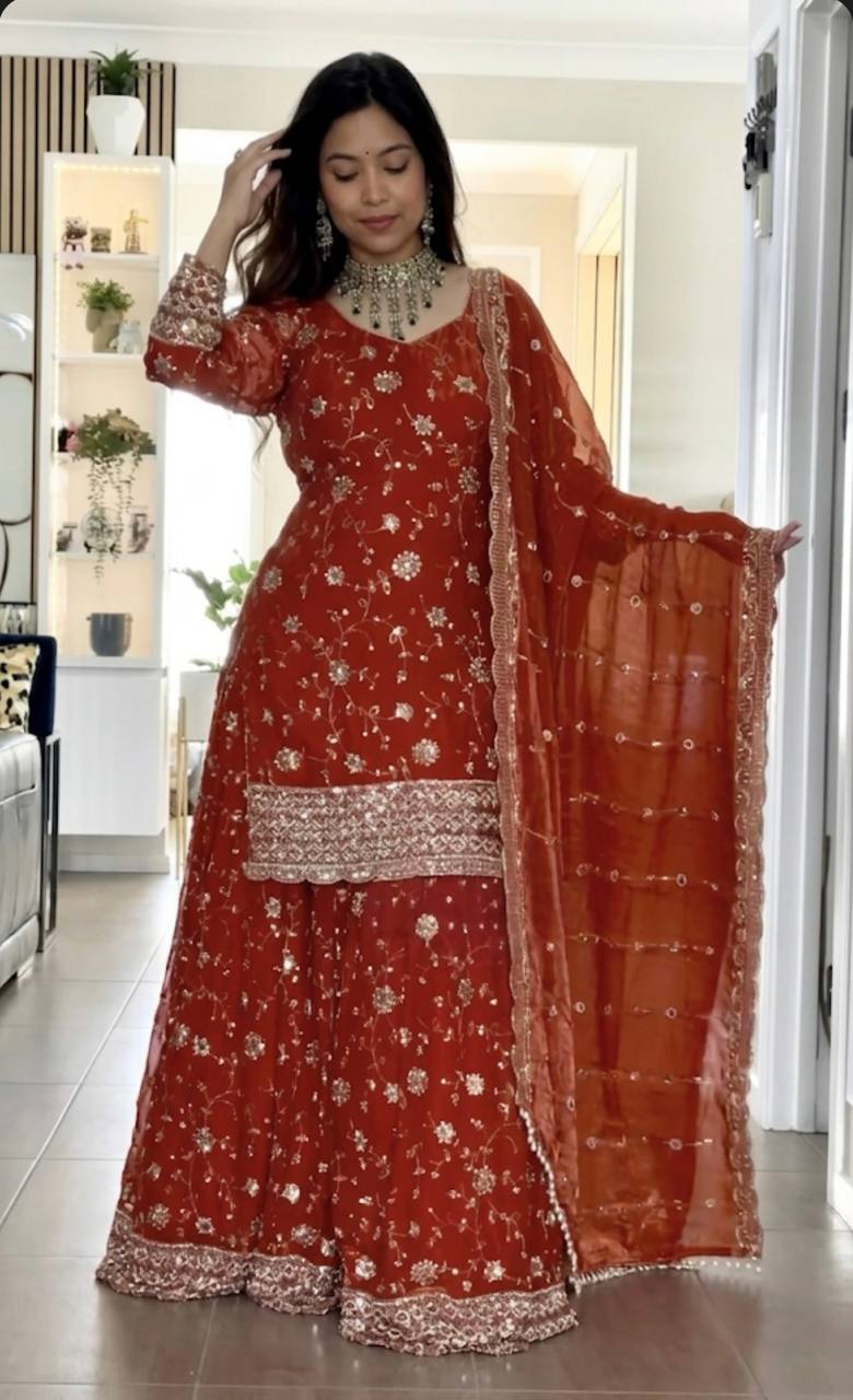 Neo-Classic Burnt Orange Couture
